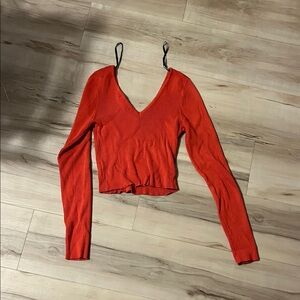 Forever 21 Red Long Sleeve Crop Top